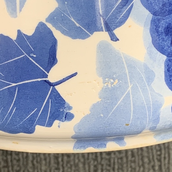 Design Pac Hand Painted Canister Ceramic Blue White Grapevine Country Kitchen - Picture 7 of 13